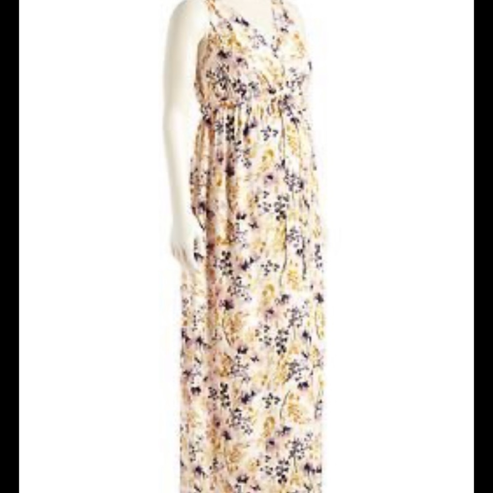 Old Navy Maternity floral maxi dress purple yellow white XL